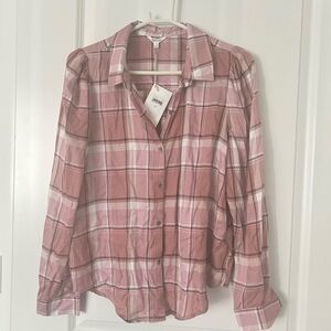Splendid Pink Plaid Button-Up Shirt,Size M,Brand New